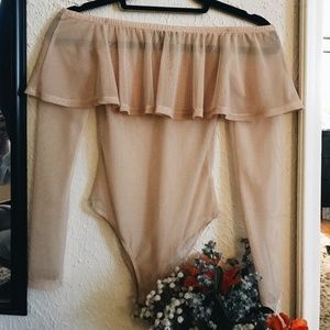 Off-The-Shoulder Sheer Body Suit